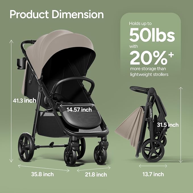 Mompush Nova Baby Stroller for Toddler, Infant & Newborn | Spacious Seat & - Image 3