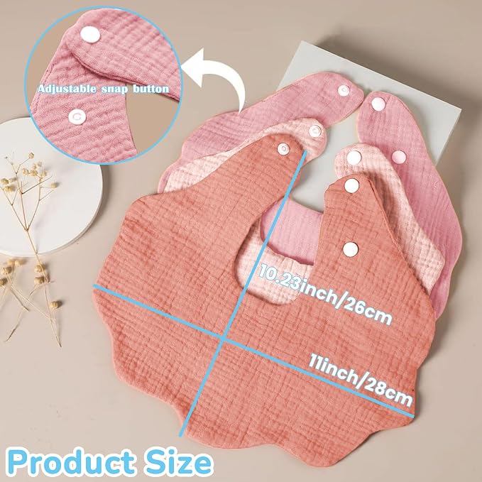EllieHouse Baby Bibs for Girls Boys 10Pack Muslin Drool Teeth Drooling Teething - Image 4