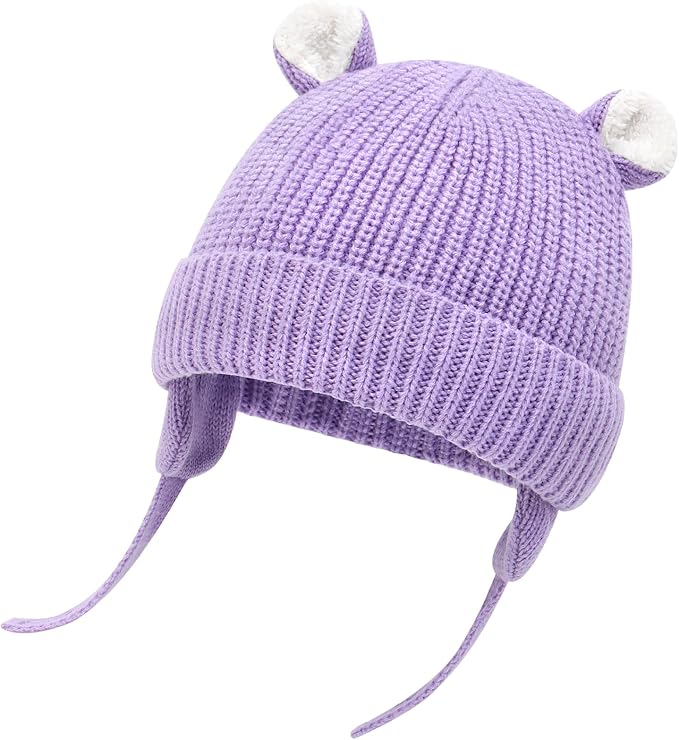 Duoyeree Cozy Baby Beanie with Earflaps and Fleece Lining - Image 3