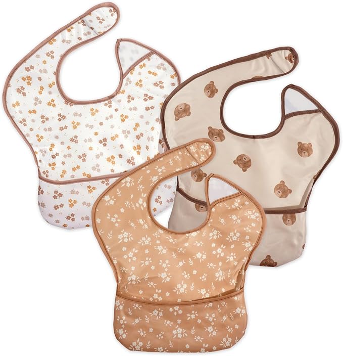 3-Pack Waterproof Baby Bibs for Eating by CoolaPeach