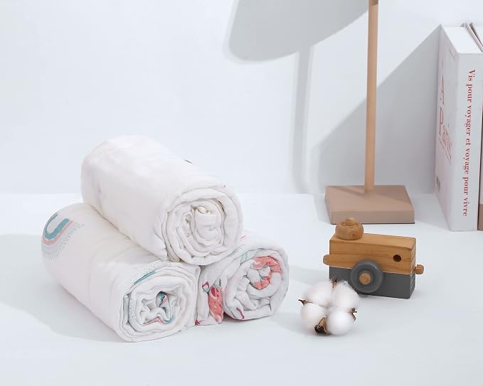 Muslin Baby Quilt 100% Cotton Newborn Blanket 47" X 47" 2 Layers Muslin Swaddle - Image 3