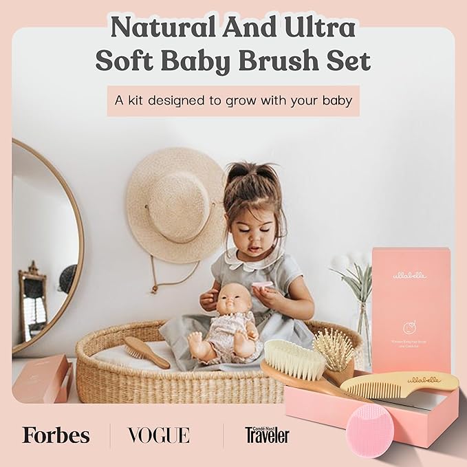 Ullabelle 4 Piece Wooden Baby Hair Brush and Comb Set - Image 4