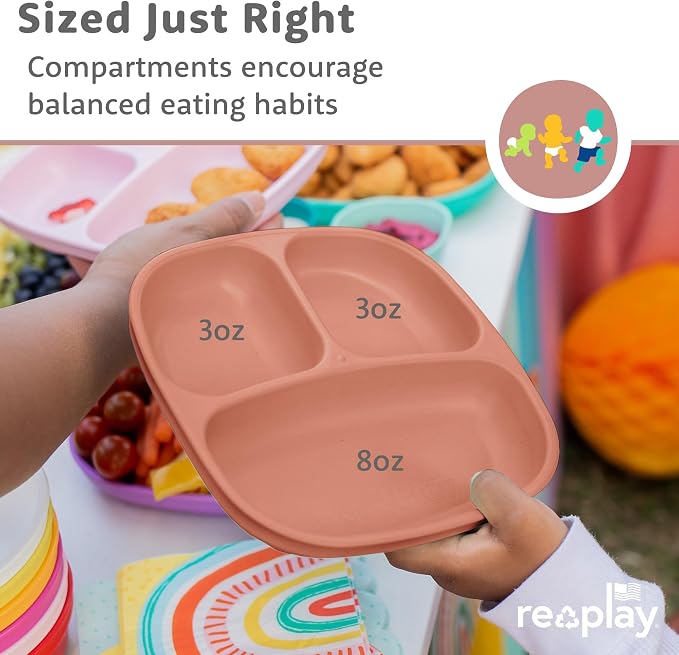 Re-Play Toddler Plates with Dividers & Silicone Lid - Image 8