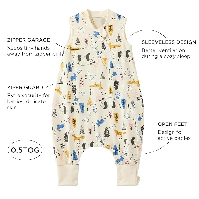 Duomiaomiao 0.5 TOG Toddler Sleep Sack 12-24 Months 100% Cotton Lightweight - Image 5