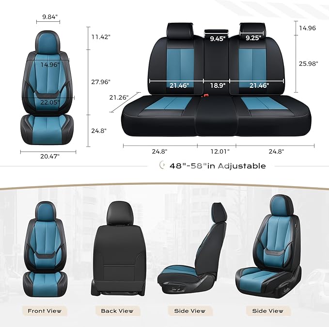 Coverado Car Seat Covers Full Set, Car Seat Protector Waterproof, Nappa Leather - Image 5