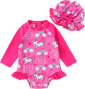Infant Baby Girl Swimsuit One-Piece Long Sleeve Rash Guard by YOUNGERTREE