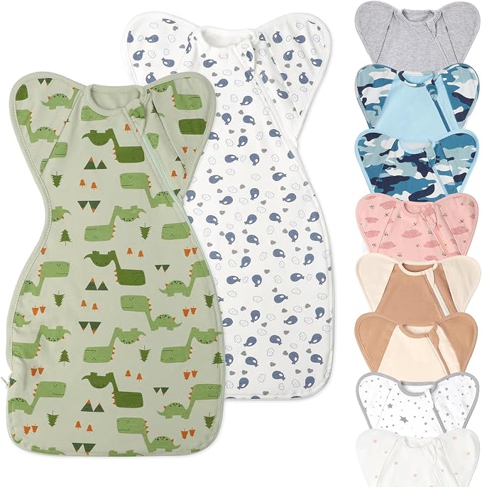 Premium Soft Cotton Swaddle Blanket Sleep Sack Arms Up Design 2 Packs 3-6 Months by Knirose
