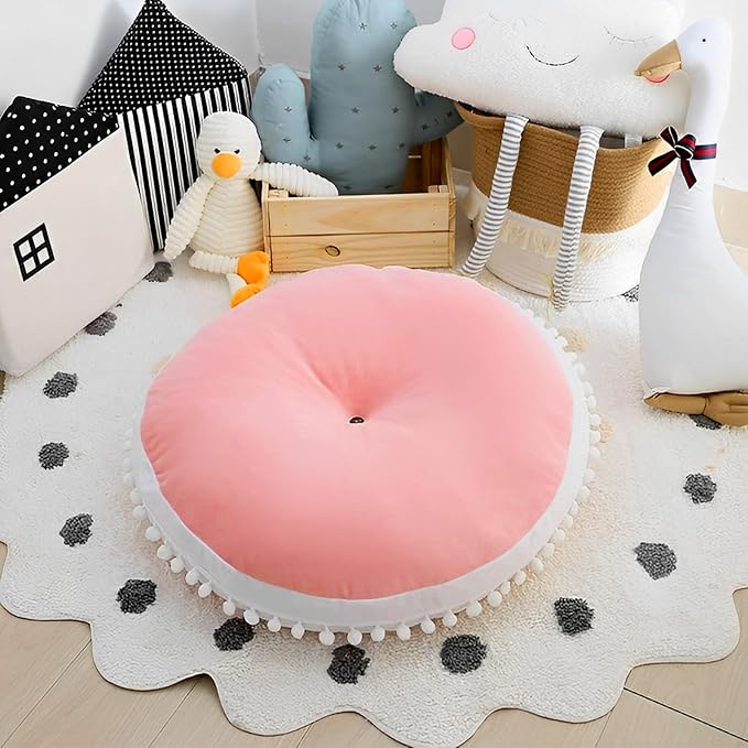 Large Floor Pillow Kids Round Floor Cushion Seating, 35 inches Big Circle Pillow - Image 6