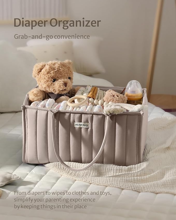 Blissful Diary Baby Diaper Caddy Organizer, Stylish Storage Basket - Image 4