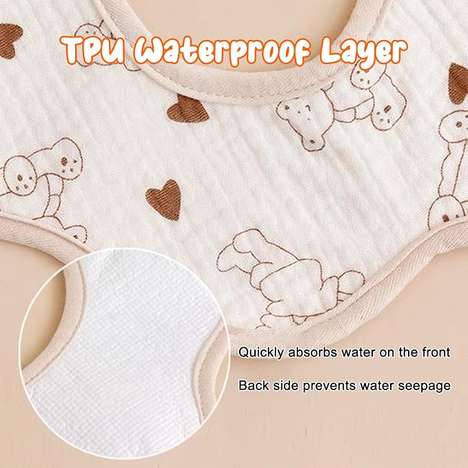 EllieHouse Baby Bibs for Girls Boys 8 Pack Muslin Drool Teeth Drooling Teething - Image 4