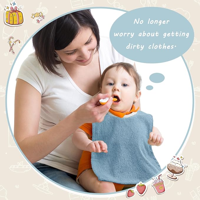 6 Pcs Pullover Baby Bibs Cotton Terry Toddler Absorbent Infant - Image 5