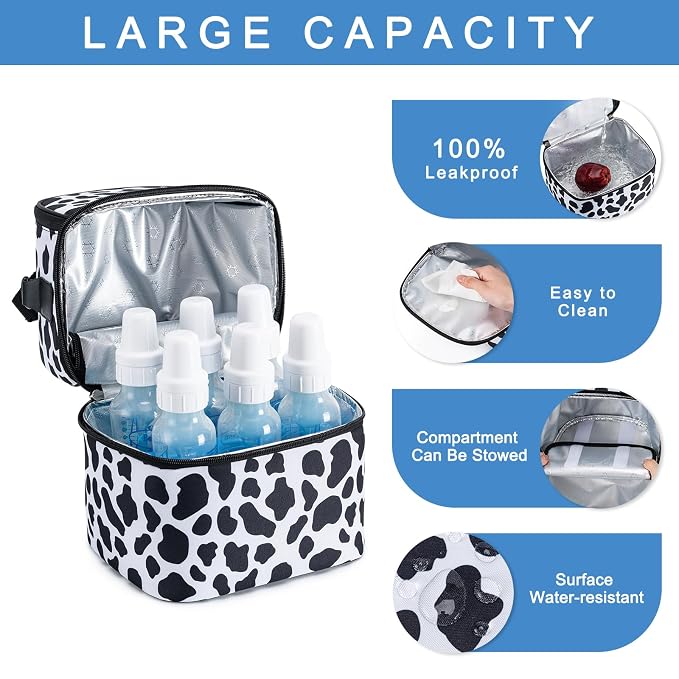 Breastmilk Cooler Bag with Ice Pack Fits 6 Baby Bottles up to 9 Ounce, Breast - Image 4