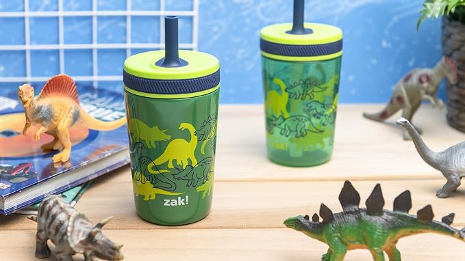 Zak Designs Dino Camo Kelso Tumbler 3pc Set, Leak-Proof Screw-On Lid - Image 12