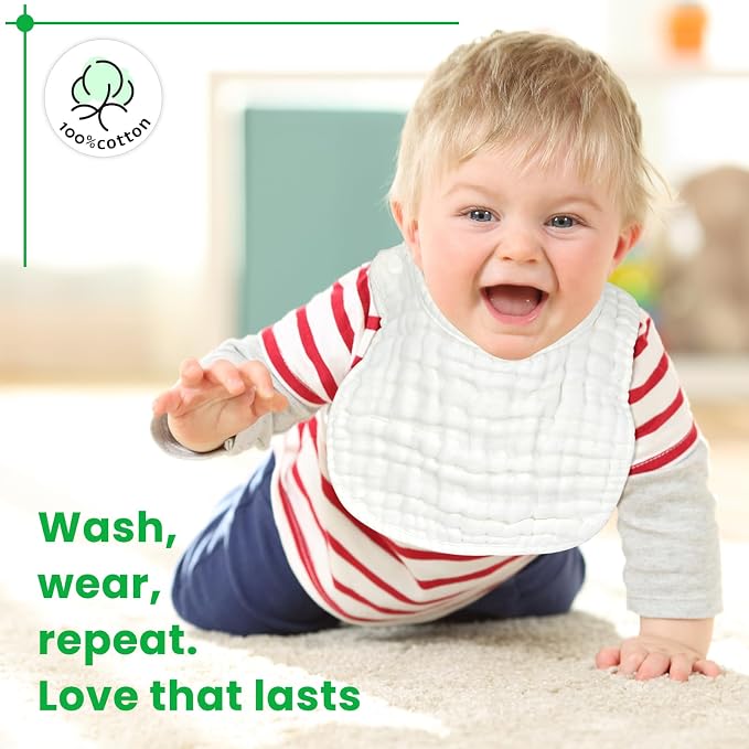 EllieHouse Baby Bibs for Girls Boys 10Pack Muslin Drool Teeth Drooling Teething - Image 6