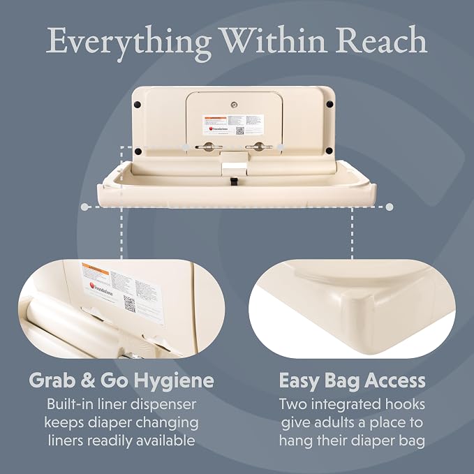 Foundations Ultra Horizontal Wall Mounted Baby Diaper Changing Station - Image 4