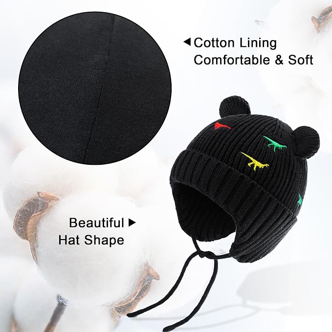 XIAOHAWANG Baby Hat Cute Bear Toddler Earflap Beanie Warm - Image 3