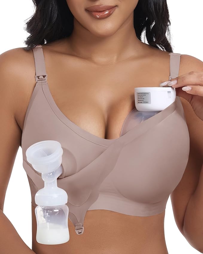 As Fairy Wireless Seamless Pumping Bra Hands Free Nursing Bra Wirefree Comfort by AsFairy