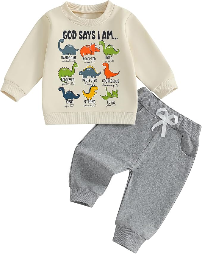 Nyapruwe Toddler Baby Boy Fall Outfit Funny Print Long Sleeve Sweatshirt by Nyapruwe