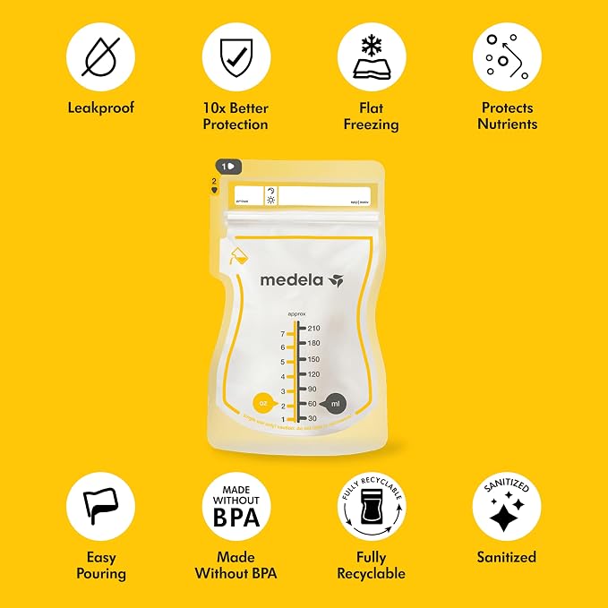 Medela Easy Pour Breastmilk Storage Bags 200 Count 7oz/210ml Disposable - Image 2