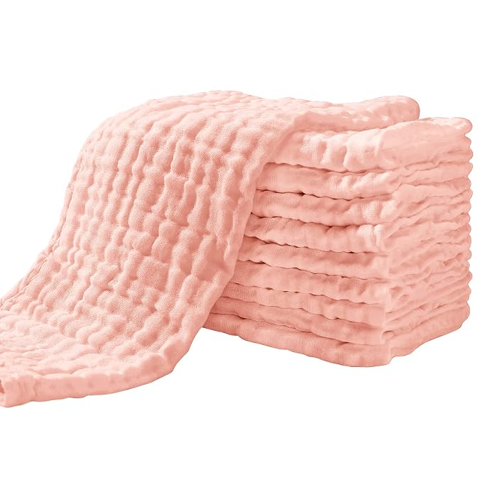 Yoofoss Muslin Burp Cloths for Baby 10 Pack 100% Organic Cotton Baby Washcloths by YOOFOSS