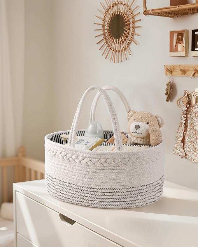 Maliton Baby Diaper Caddy Organizer, Cotton Rope Diaper Caddy Basket, Large - Image 6