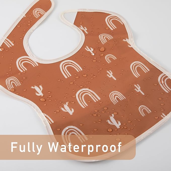 Mess Proof Baby Bib 3 Pack, Waterproof Led Weaning Baby Feeding Bibs - Image 4