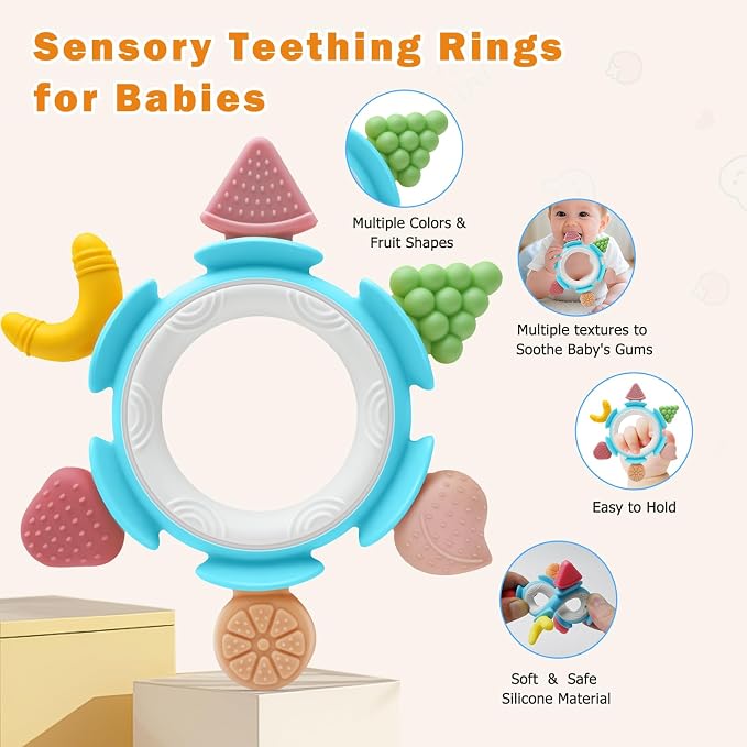 Baby Teething Ring Toy for 3–12 Months, Silicone Infant Teether for Sore Gum - Image 3