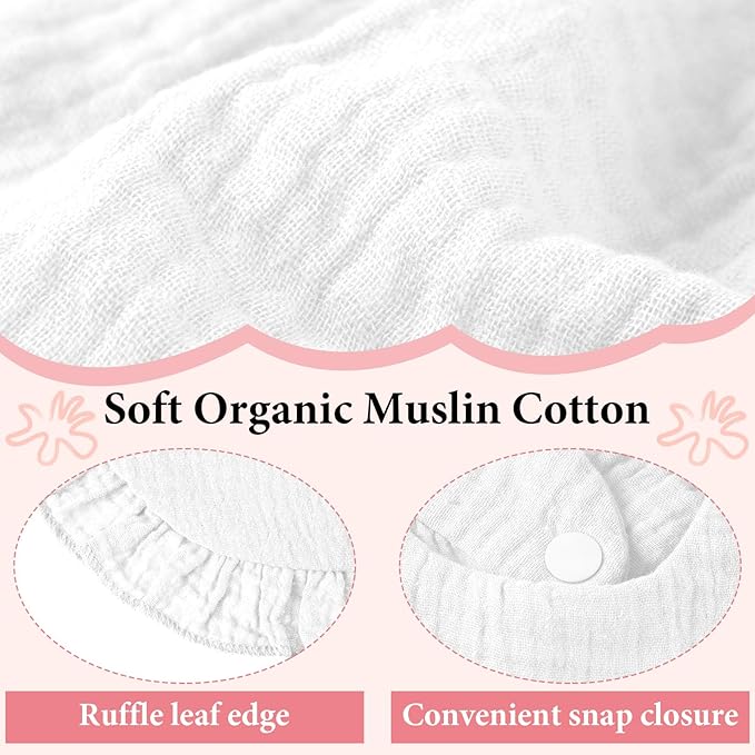 Kenning 18 Pcs Muslin Drool Baby Bibs Baby Girl Ruffle Bibs Absorbent Cotton - Image 4