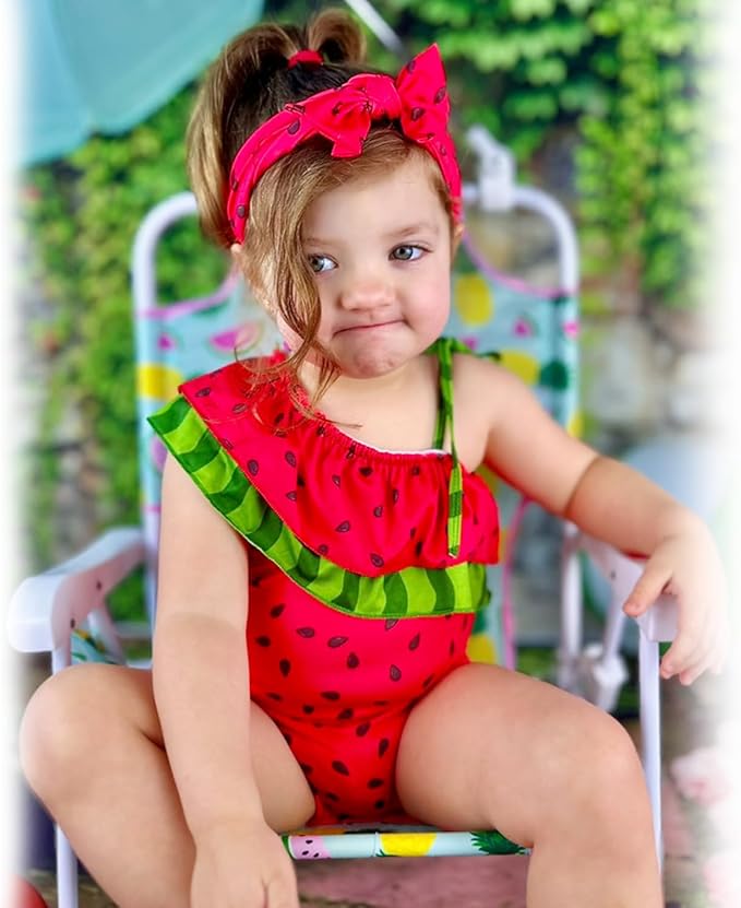 Toddler Baby Girls Ruffles Bikini One Piece Swimsuits Floral Off Shoulder - Image 2