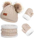 Duoyeree Baby Winter Hat Scarf Glove Beanie Set Girls Boys Pom Pom Knitted by Duoyeree