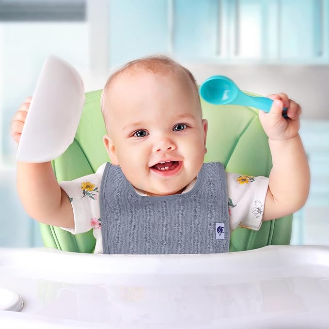 SPINFOX Waterproof Baby Bibs for Girls, Unisex Drool Bib Cotton Solid Knit - Image 6
