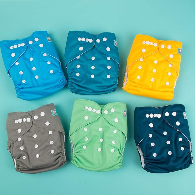 ALVA 6 Pack Cloth Diaper with 12 Inserts One Size Adjustable Washable Reusable - Image 7