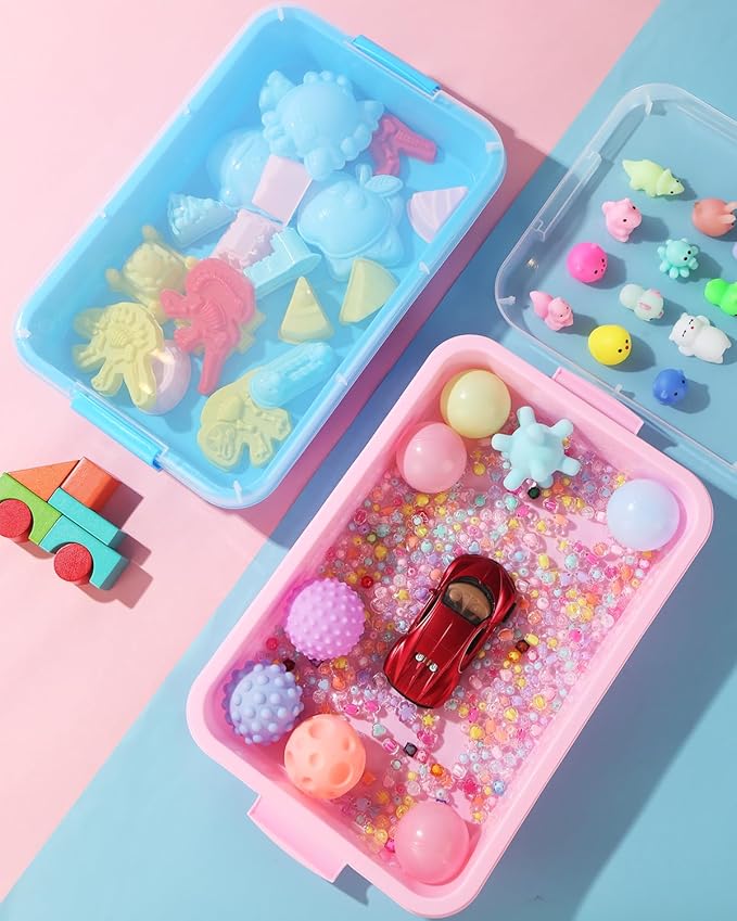 Sensory Bin Sand Tray with Lid for Toddlers 2 Pcs 15in Portable Sandbox Toy - Image 5