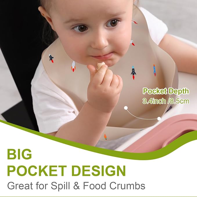 Accmor Silicone Baby Bibs, Waterproof Soft Bibs - Image 5