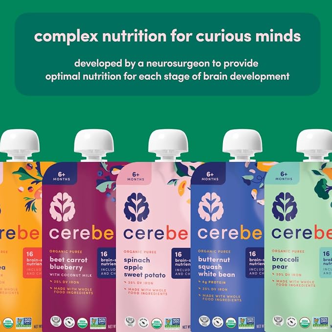Cerebelly Organic Baby Food Pouches, 16 Nutrients, No Added Sugar, Fiber & - Image 6