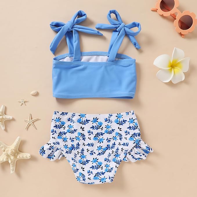 YOUNGER TREE Toddler Girls Two Pieces Swimsuit Color Block Stripe Swimwear - Image 3
