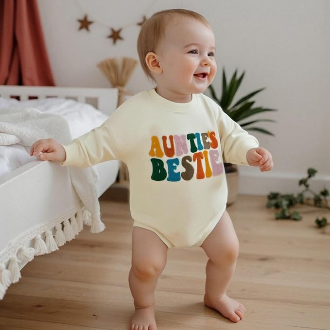 VISGOGO Newborn Infant Baby Boy Girls Oversized Romper Little Dude Sweater - Image 2