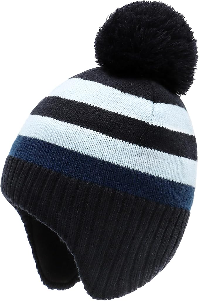 Duoyeree Kids Beanie Hat for Boys Girls Pom-pom Kint Hats Cozy Lining Winter by Duoyeree