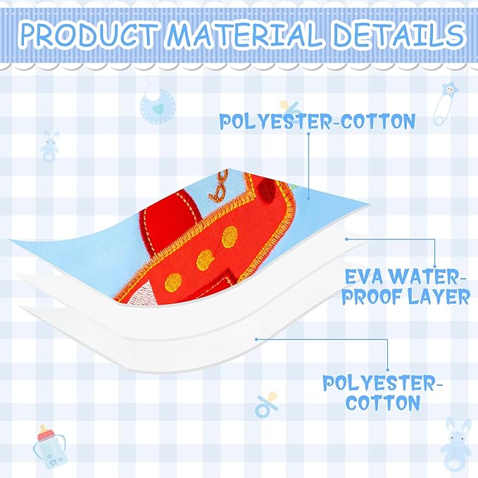7Pcs Cotton Waterproof Baby Bibs Hook Loop Closure Newborn Bib Keepsake Baby - Image 4