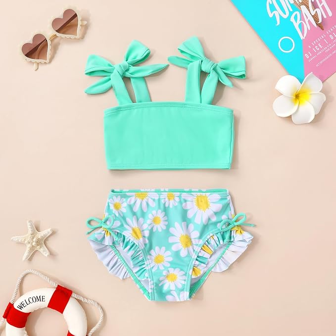 Toddler Swimsuit Girl Color Block Stripe Swimwear Baby Girl Summer Beach - Image 2