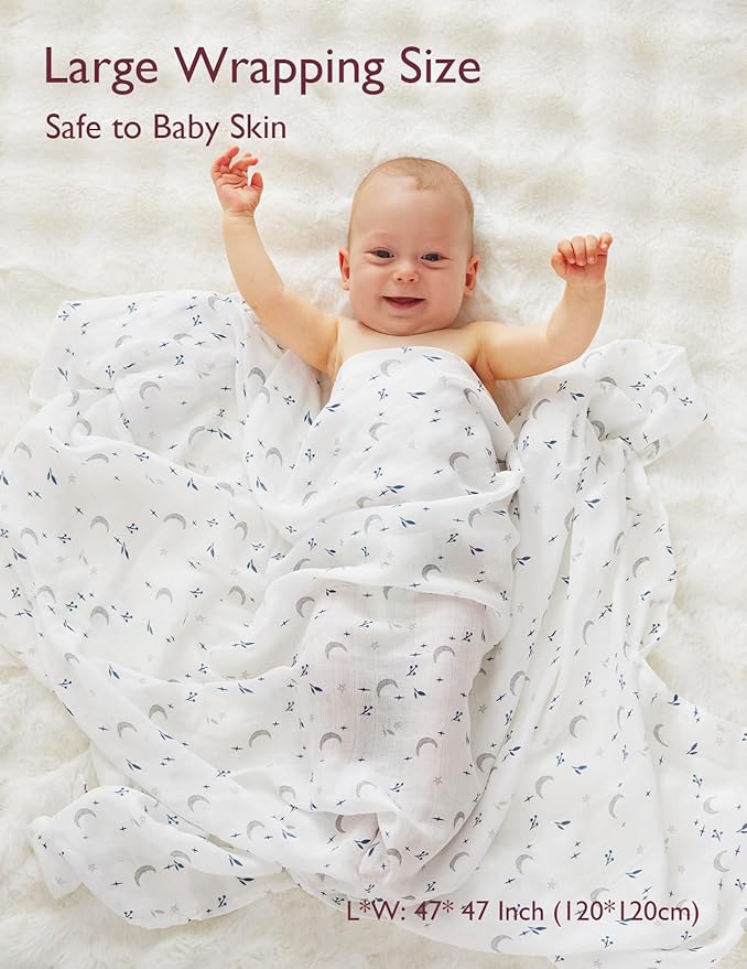 Momcozy Muslin Swaddle Blankets, Ultra Soft Neutral Swaddle Blanket, Breathable - Image 3