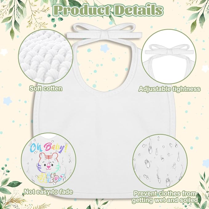 Baby Shower Game Sign Blank Bib DIY Set Newborn Essentials Stuff - Image 4