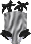 Happy Town Toddler Swimsuit Girl Solid Color Stripe One-Piece Baby Bathing Suits by HappyTown