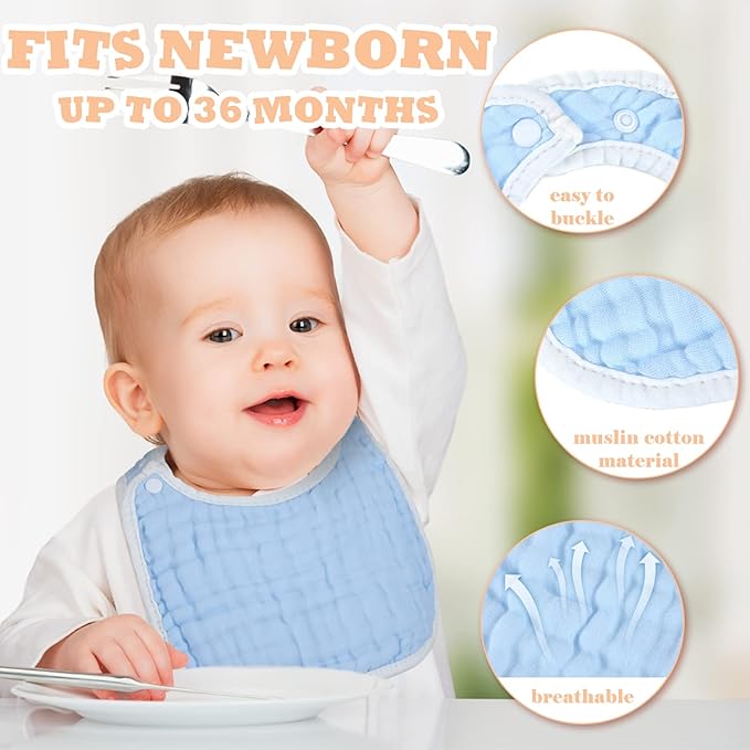 Loopeer 10 Pcs Snap Muslin Bibs soft Baby Bibs - Image 3