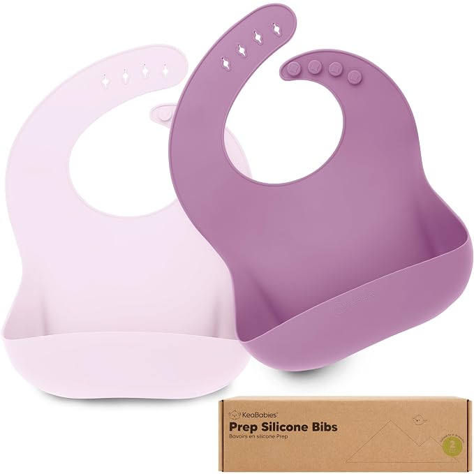 KeaBabies 2-Pack Silicone Baby Bibs by KeaBabies