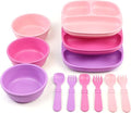 Re-Play 3 Divided Toddler Plates, 3 Utensils Set and 3 Wide Base Bowls by Re-Play