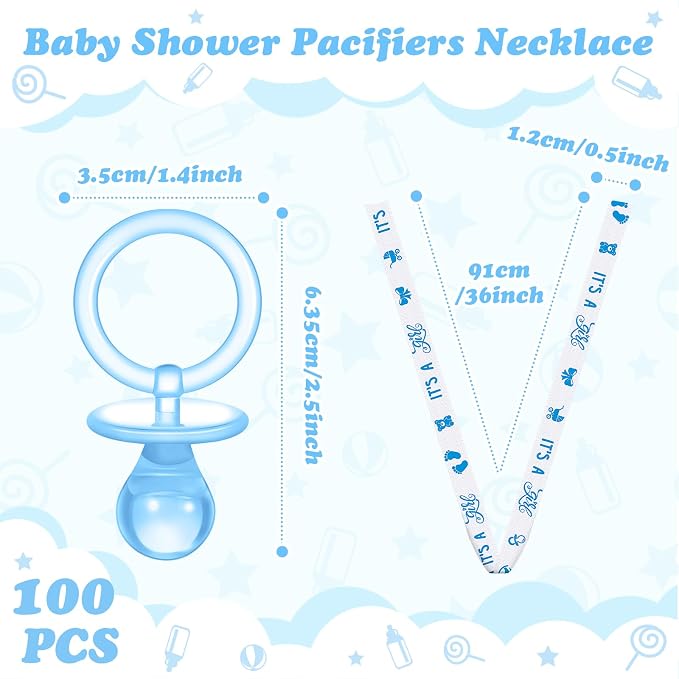 Chengu 100 Pcs Baby Shower Pacifiers Necklace, Acrylic Pacifiers Necklace Charm - Image 3