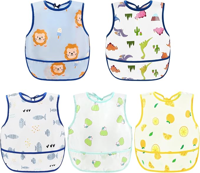 Accmor Baby Bibs, Waterproof Baby Toddler Bibs, Apron Smock Bib by Accmor