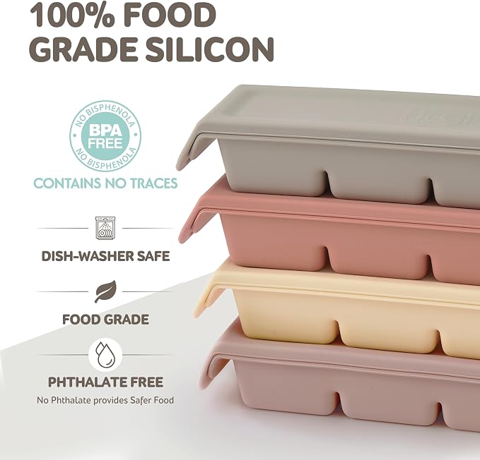 Silicone Freezer Trays with Lid, 1.7oz 4 Section 4 Sets-Leak Proof Silicone - Image 2