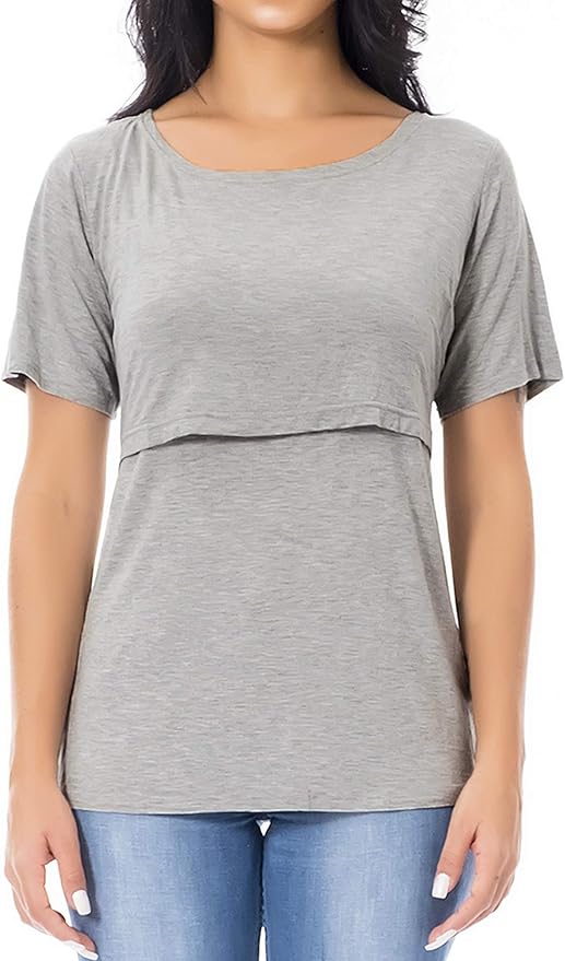 Smallshow Women's Maternity Nursing Tops Short Sleeve Breastfeeding Clothes - Image 6